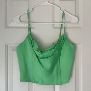 ⚡️ FLASH SALE⚡️ ZARA • Green Satin Effect Corset Top • Medium